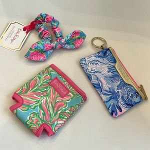 Lilly Pulitzer Zip Key ID and Card Case in Shade Seekers, scrunchie, koozie